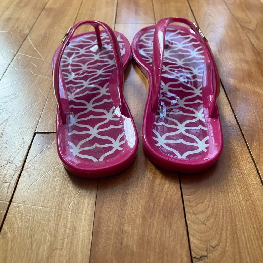 VINEYARD VINES Girls Hot Pink Jelly Flip Flop‎ Sandals Size 3 F29